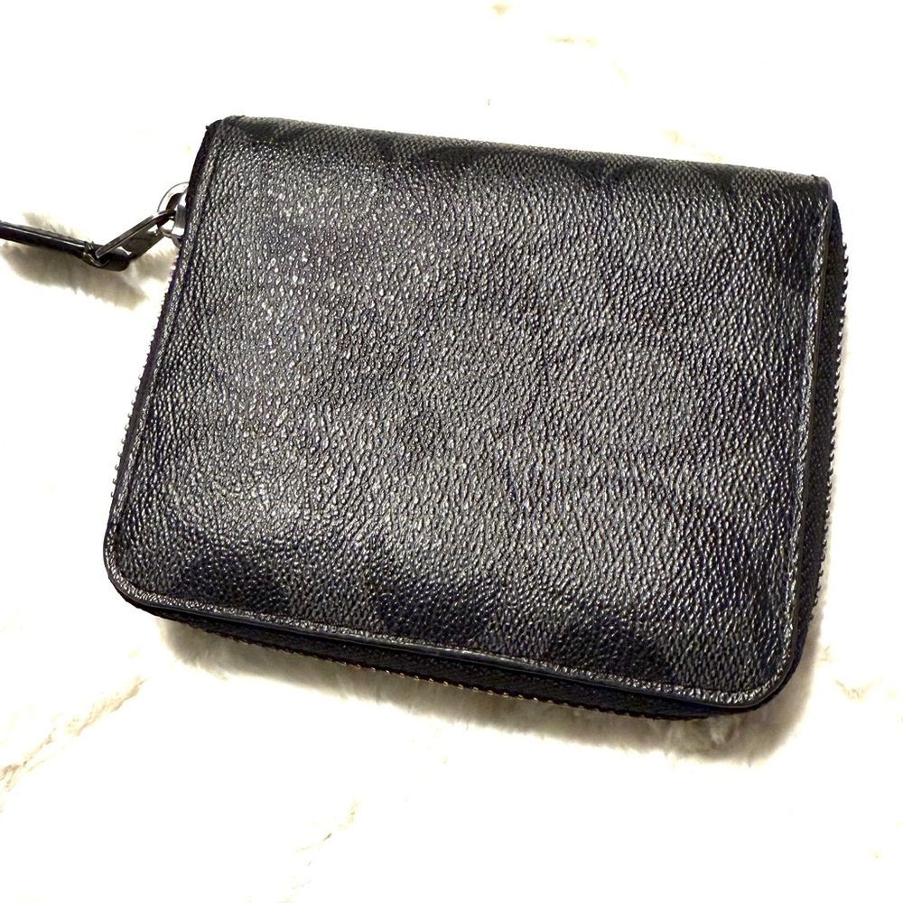 Black Textured Leather Coach Wallet